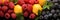 Berrylicious raspberry lemon mint blackberry - top view fruity delight on dark background