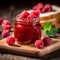 Berrylicious Temptation: Jar of Raspberry Jam Surrounded by Fresh Raspberries