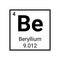 Beryllium atom element symbol. Beryllium chemical icon periodic table
