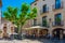 Besalu, Spain, May 28, 2022: Medieval street in Spanish town Bes