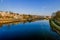 Besancon in quarantine the Doubs river from a bridge