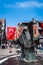 Besiktas Eagle monument at the center of Besiktas area, a popular neighbourhood in Istanbul, Turkey