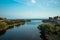 Besos river outfalls into the sea, Barcelona