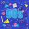 Best of 90s illistration with abstract retro design on blue background
