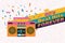 Best of 90s retro poster. Stereo cassette player