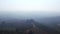 Best aerial top view flight drone. foggy morning Tuscany valley Italy autumn