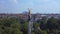 Best aerial top view flight drone Gold Angel of Peace column City town Munich