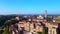 Best aerial top view flight drone. medieval old town city Siena Tuscany Italy