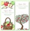 Best apples fruit collection set of banners vector illustration. Bright colorful orchard or garden product. Healthy