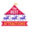 Best attractions circus amusement, concept horse round carousel, icon entertainment carnival flat vector illustration
