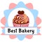 Best bakery poster - tasty sugar cupcake heart topping.