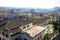 Best beautiful panorama view of old tiled rooftops of Trastevere district of Rome