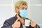 Best breathing respiratory mask. Hospital or pollution protect face masking. medical mask as corona protection. man