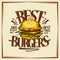 Best burgers, fast food menu design concept, poster with big hamburger