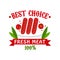 Best choice, fresh meat 100 percent, badge for butcher shop, farmer market, restaurant, cafe, packaging colorful vector