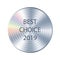 Best choice silver metallic round hologram sticker. Vector medal, prize, award hologram template sticker for label