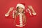 Best Christmas decor. Happy kid hold candy canes. Little girl with xmas decorations. Candy cane Christmas ornament. Red