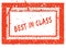 BEST IN CLASS on orange square frame rubber stamp with grunge texture