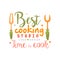Best cooking studio, time to cook logo design, kitchen emblem can be used for culinary class, course, school hand drawn