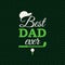 Best Dad Ever greeting card with golf elements on zigzag background. Vector illustration. All isolated and layered