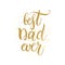 Best dad ever text - gold glitter lettering with golden spray