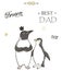 Best Dad, Happy Fathers Day, white background. Greeting card template. Pinguin clip art. Geometric giftcard. Best father. Dreamer