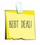 Best deal lettering. Paper reminder sticker isolated on white