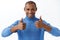 Best deal online. Portrait of confident african american man assuring its good, show thumbs-up as recommend, approve or