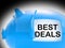 Best Deals Piggy Bank Message Shows Great Offers