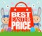 Best Easter price card with kids in costume rabbits