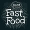 Best fast food lettering with bubble and rays. Vector