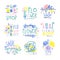 Best flower shop set of logo templates hand drawn vector Illustrations