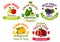 Best fresh juicy fruits stickers and labels