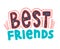 Best Friends Banner with Typography. Bff Concept for Friendship International Day, School Sticker with Doodle Elements