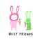 Best Friends card, boy and rabbit