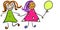 Best friends. Children`s drawing. Transparent background png files.