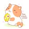 Best friends forever. Cute fat kitten hugs duckling friend. Can be used for design of t-shirt, poster, print, card