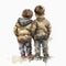 Best Friends Watercolor Besties: Two boys Sharing a Special Friendship AI Generated
