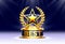 Best golden cup star winner, Stage Podium Scene with for Award Ceremony on Night Background.