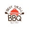 Best grill BBQ bistro logo template hand drawn colorful vector Illustration