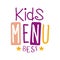 Best Kids Food, Cafe Special Menu For Children Colorful Promo Sign Template With Text In Purple And Pink Color