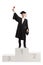 Best male graduate student holding a diploma and standing on a winner`s pedestal