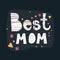 Best mom. vector illustration with cartoon inscription, hearts, flowers, stars, decor elements, dots, lines on a neutral backgroun