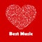 Best Music poster with heart shape musical notes