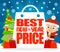 Best New Year Price card with boy in costume Santa