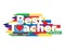 Best online teacher ever sign with White text, laptop, face mask, heart and crayons