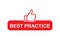Best Practice red badge. Seal of origin and quality. Certify flat button with thumbs up