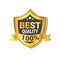 Best Quality Sticker Golden Shield With Ribbon Badge Or Seal Isolated
