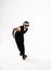 Best rapper dancing break dance .photo on a white background.