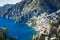 Best resorts of Italy with old colorful villas on the steep slope, Positano